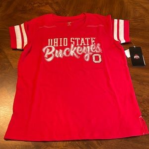 Ohio State Buckeyes Girls Varsity Red and White Short Sleeve Tee